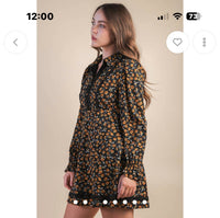 Very J - Floral Printed Lace Trim Collared Mini Dress