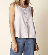 Habitat - Linen Pleat Back Button Tank Top