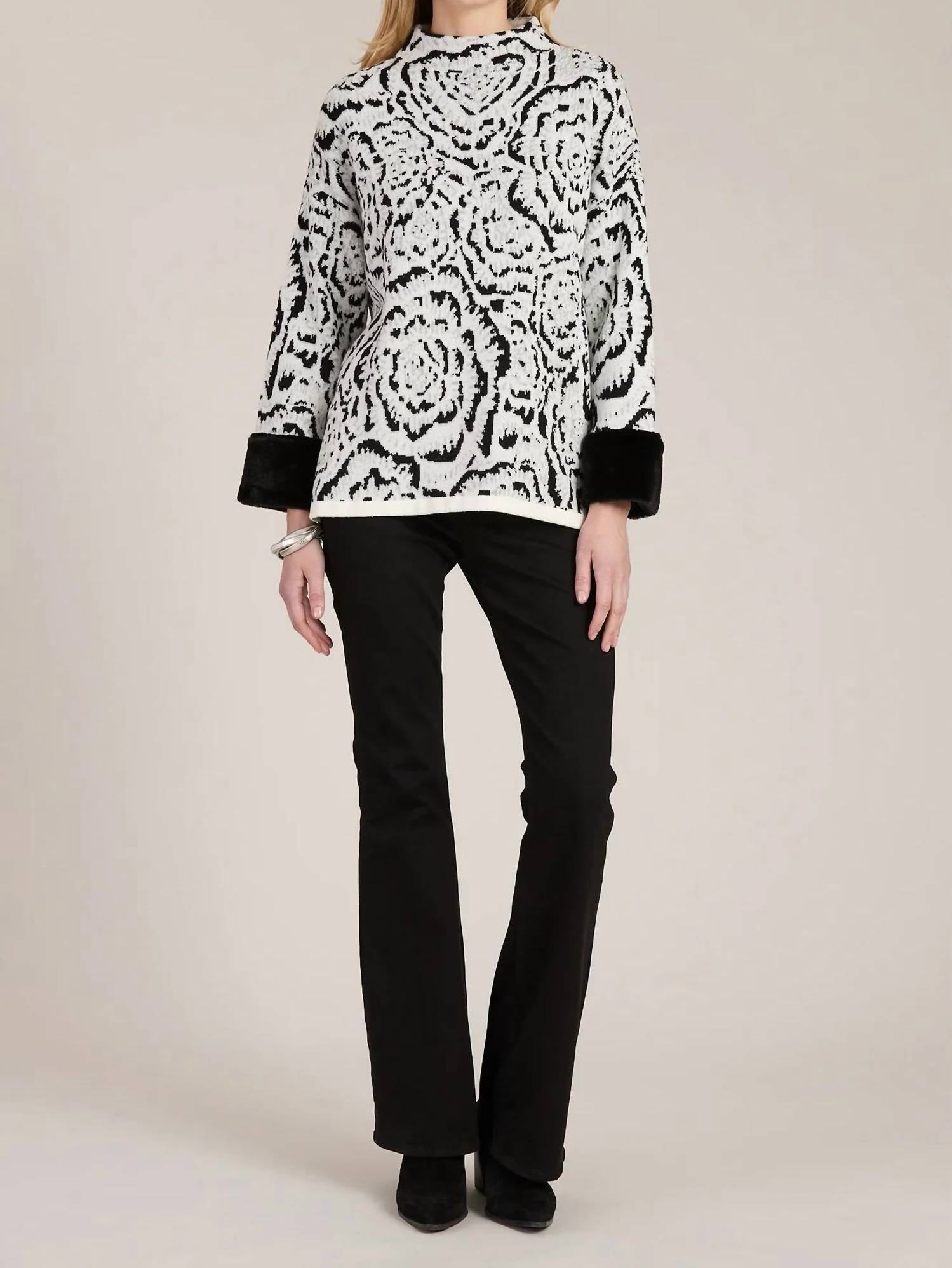 Tyler Boe - Jacquard Tunic Abstract Cape Sweater