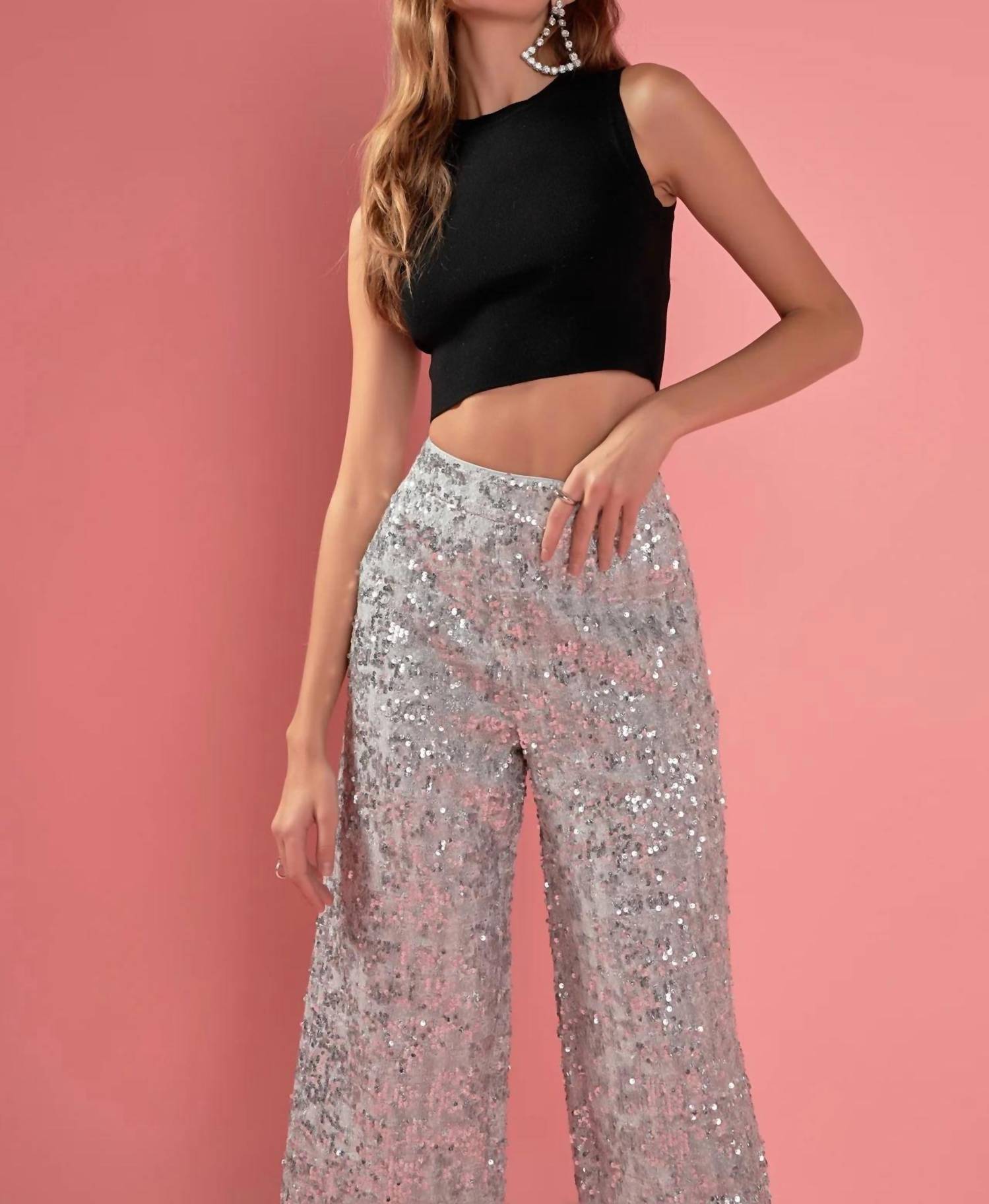 English Factory - Sequin Tweed Culotte Pants