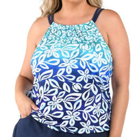 Maxine Of Hollywood - Into The Lagoon High Neck Tankini Top - Plus