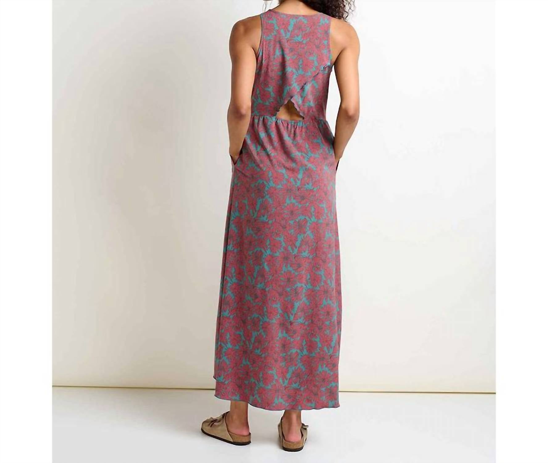 TOAD&CO Sunkissed Maxi Dress in silver pine floral print - women's dress - detail view
