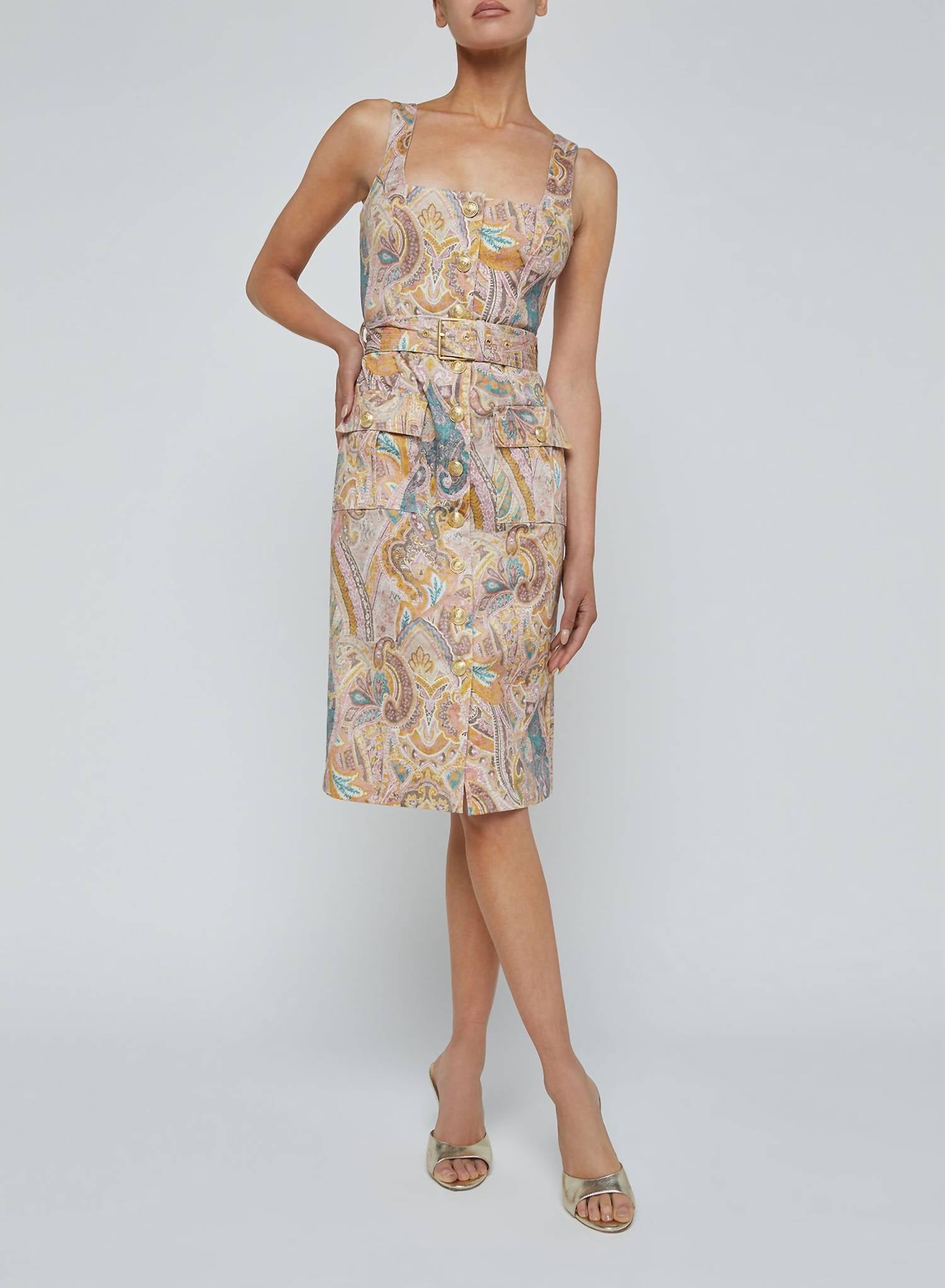 L'Agence - Idy Button Front Midi Tank Dress