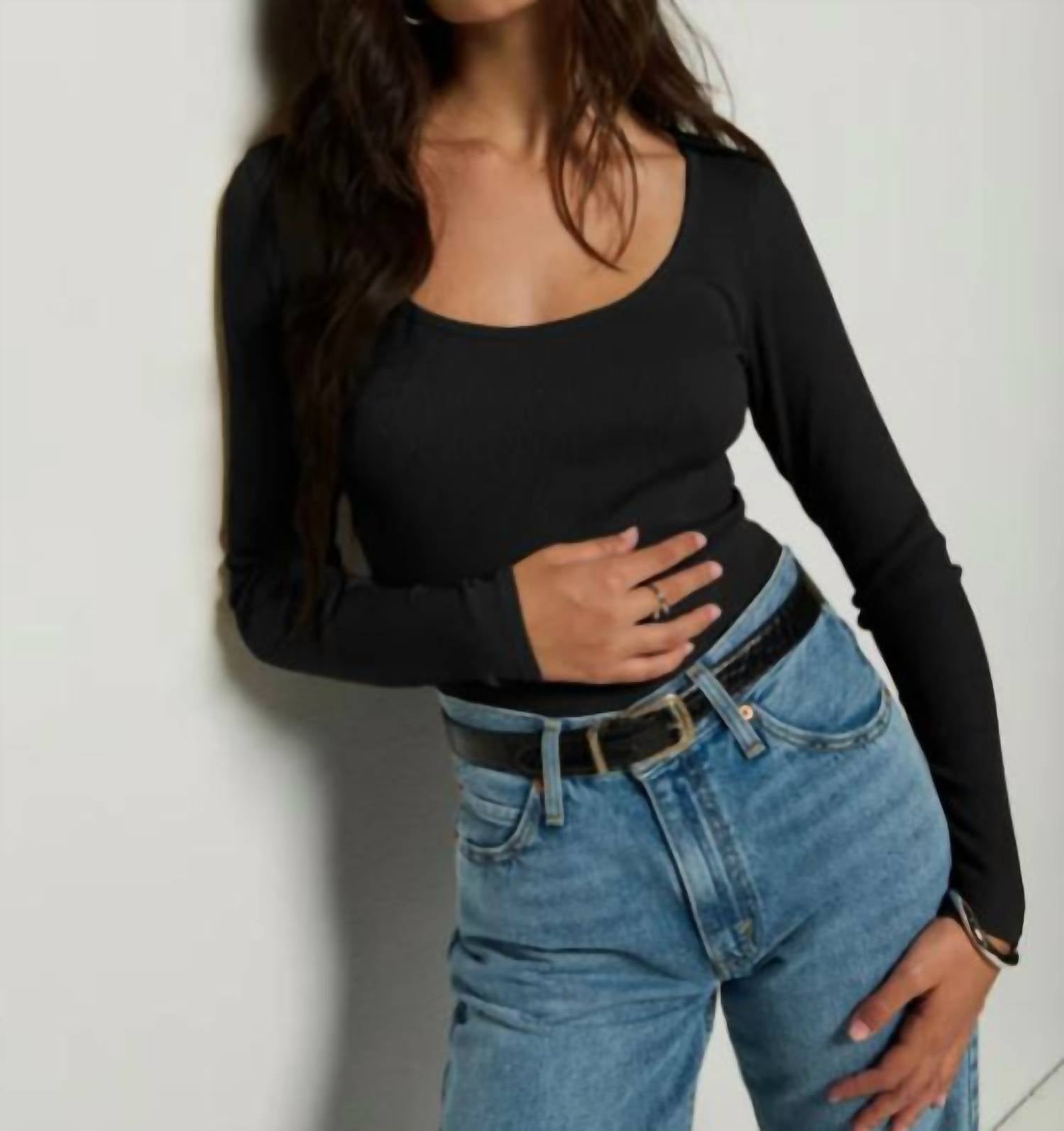 Nation LTD Elaine Top in black - women's long sleeve top