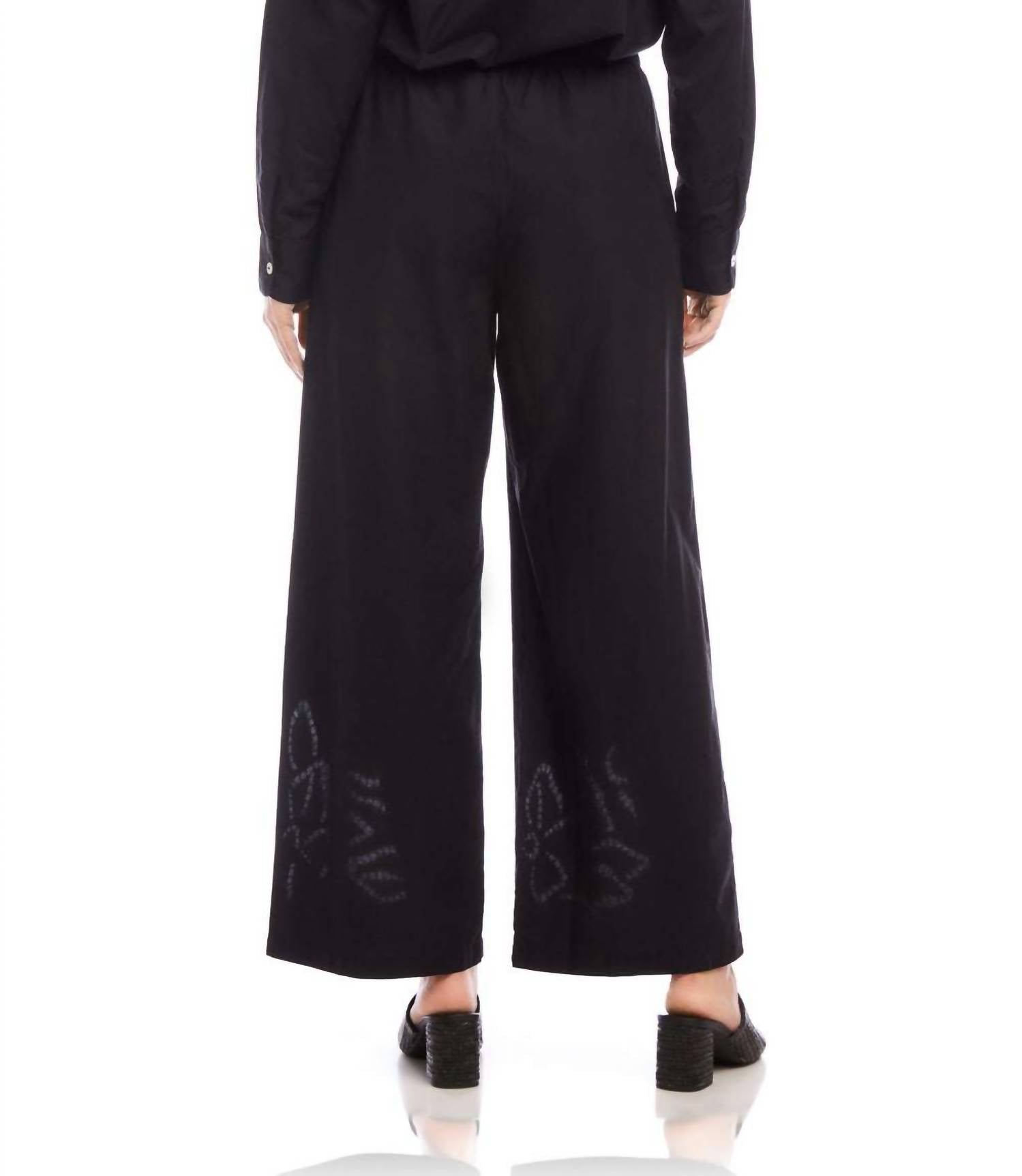 Karen Kane - Cutout Embroidery Wide Leg Pants