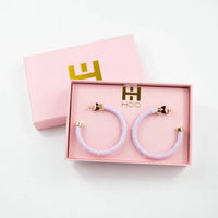 Hoo Hoops Women's Hoop Earrings in lavender pearls - women's jewelry - detail view