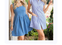 Simply Southern Baby Denim Dress in blue - women's dress - detail view