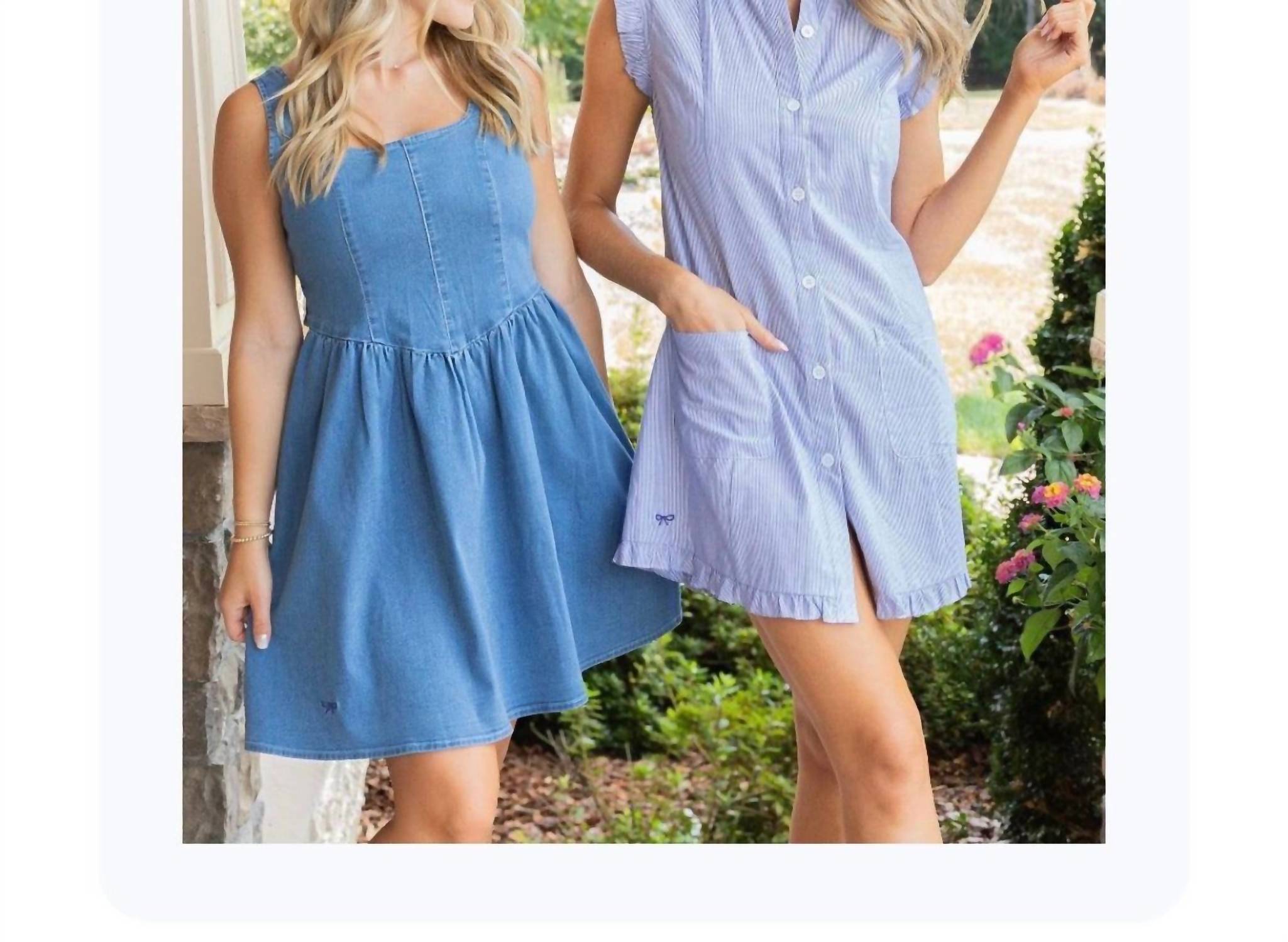 Simply Southern Baby Denim Dress in blue - women's dress - detail view