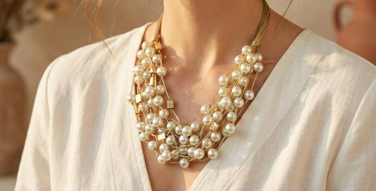 Bijoux Envie - Women's Coastal Chunky Pearl Necklace