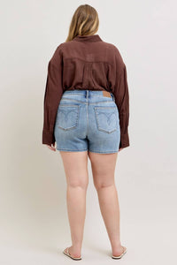 Judy Blue High Waist Slim Denim Short in blue - women's shorts - view 6