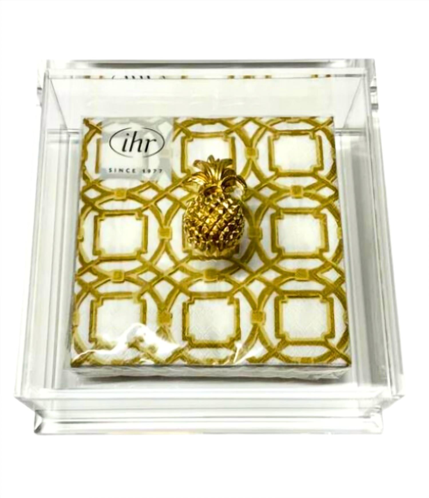 Southern Tribute Gifts Pineapple Cocktail Napkin Box in clear - item