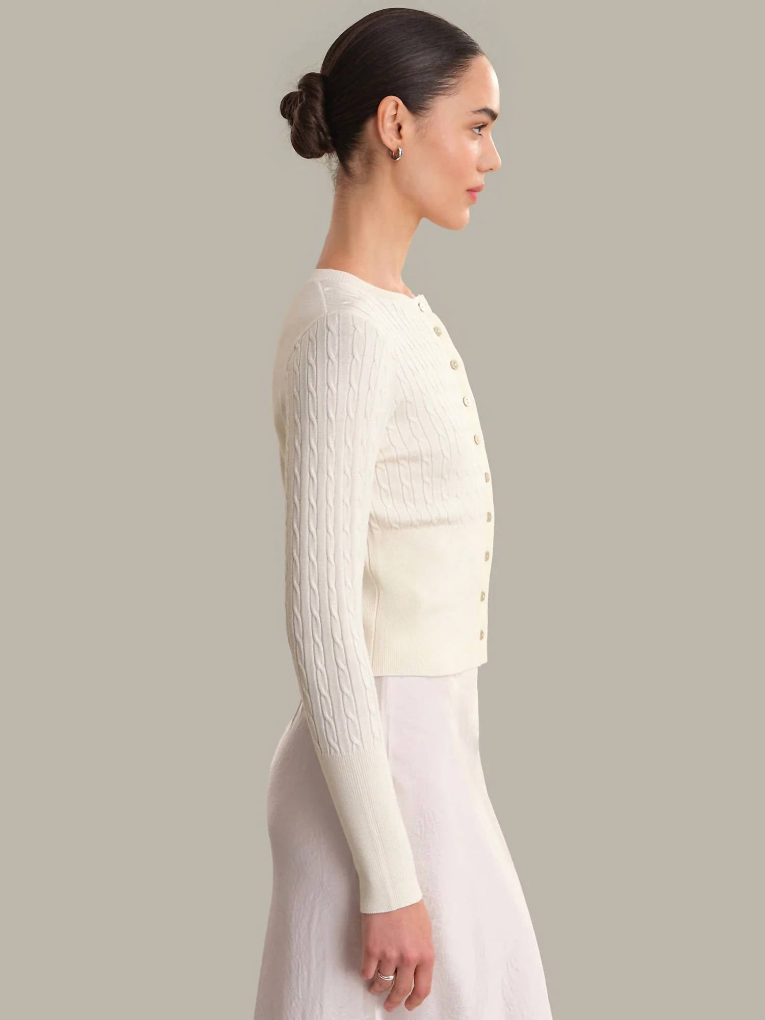 525 America - Audra Cropped Cable-Knit Cardigan