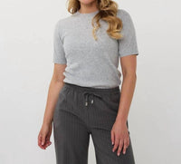 Esqualo - Tessina Rib Short Sleeve Studs Top