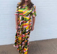 Karlie Disco Bloom Tiered Maxi Dress in multi - women's dress - alternate view