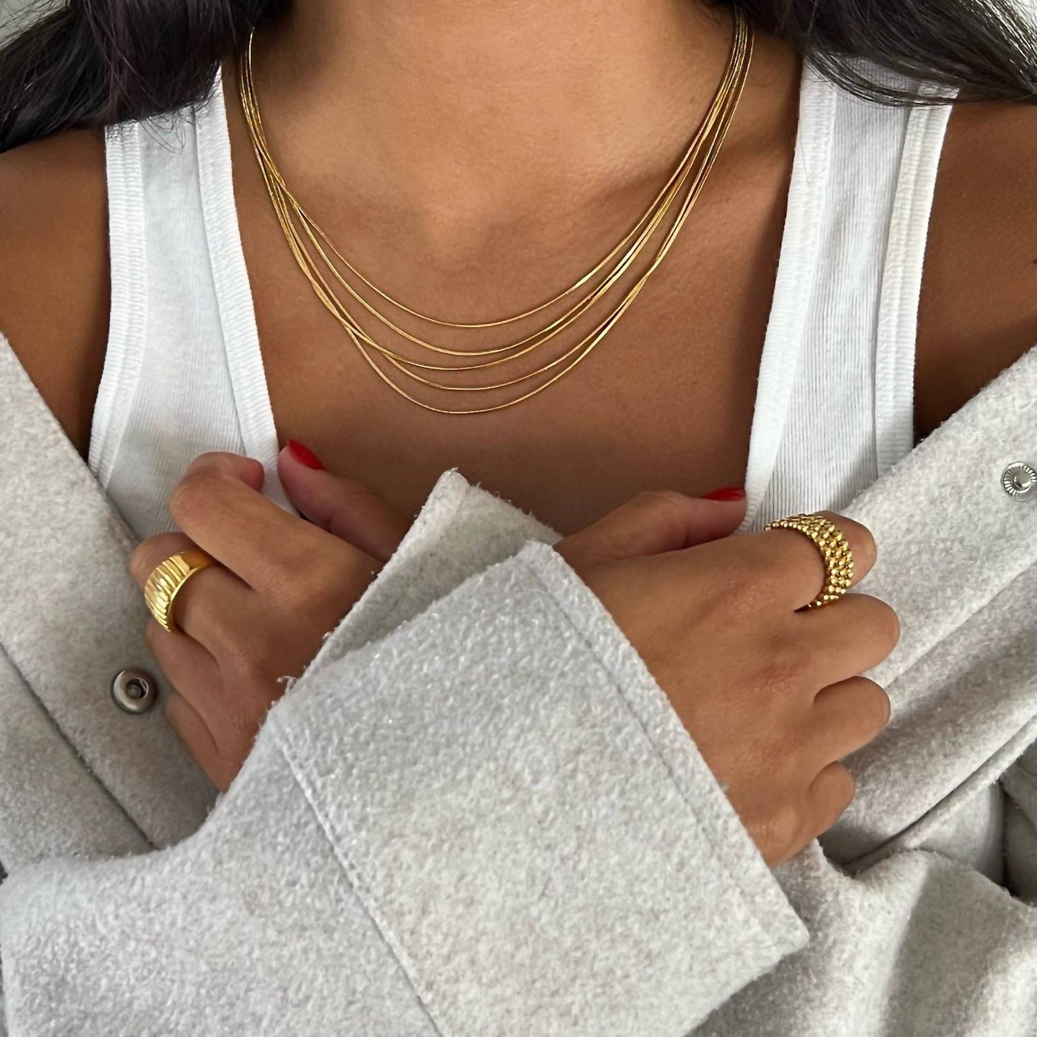 Ellie Vail - Lucia Beaded Triple Ring Set