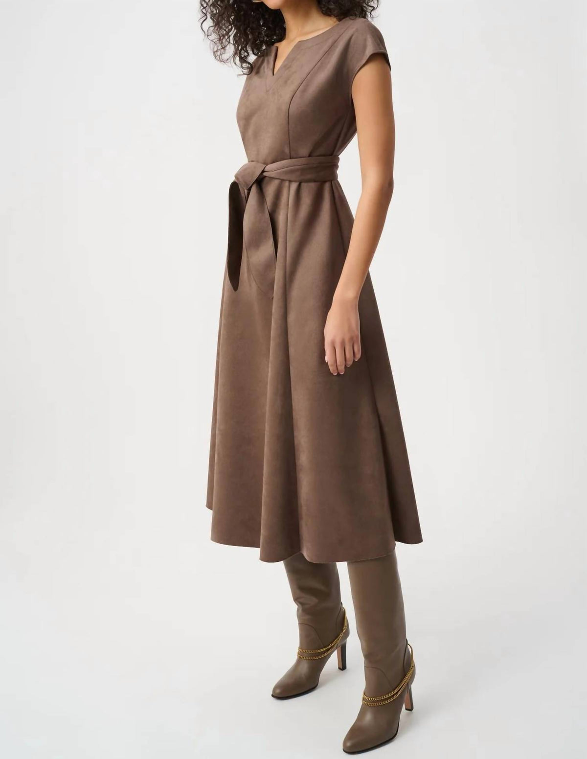 Joseph Ribkoff - Scuba Suede Belted Midi Dress