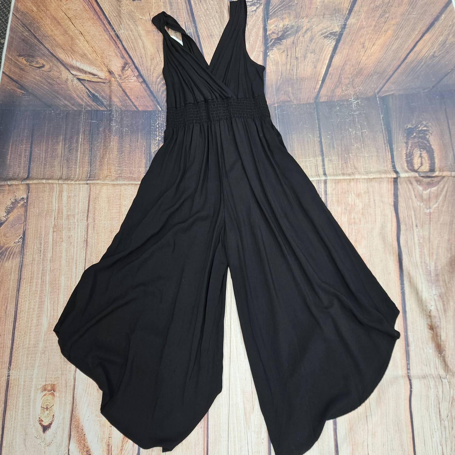 Papillon Women's Sleeveless Wide Leg Jump Suit in black - women's pants