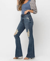 Judy Blue - High Waist Destroyed Flare Jeans - Tall Length