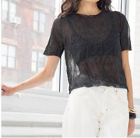 Autumn Cashmere - CRUSHED SHORT SLEEVE SILK CREW TOP