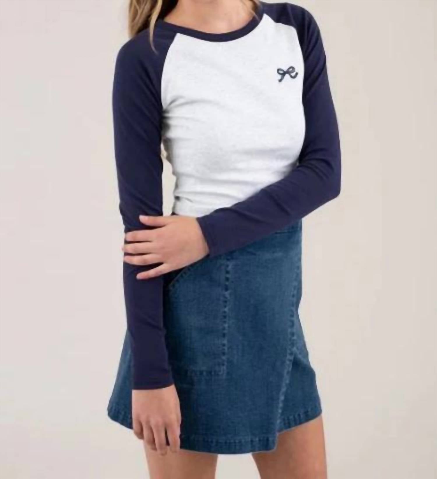 Blu Pepper High Waist Wrap Mini Skirt in denim - women's skirt - view 4