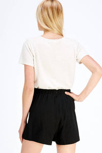 entro Lace Up Pleated Shorts in black - women's shorts - detail view