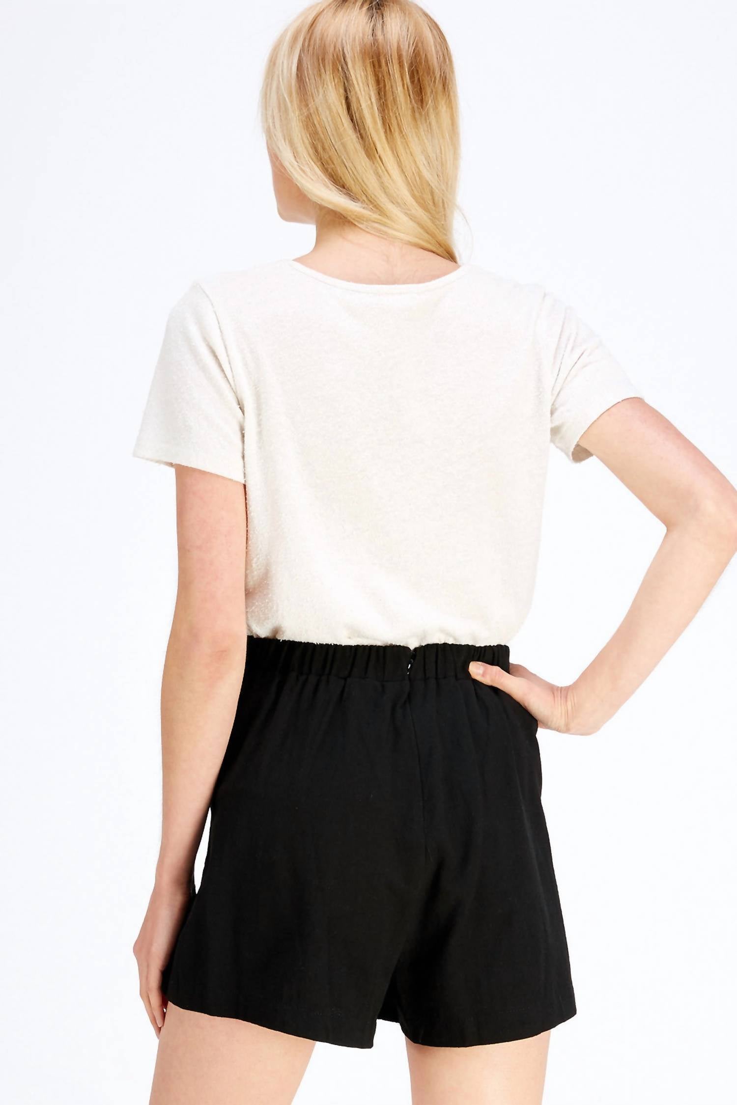 entro Lace Up Pleated Shorts in black - women's shorts - detail view