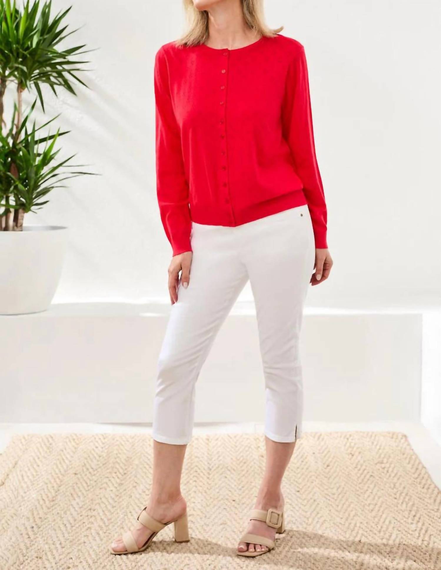 Tribal - Heart Pointelle Knit Cardigan Sweater
