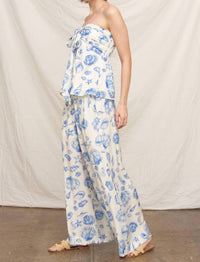 En Creme - Seashell Print Strapless Ribbon Top