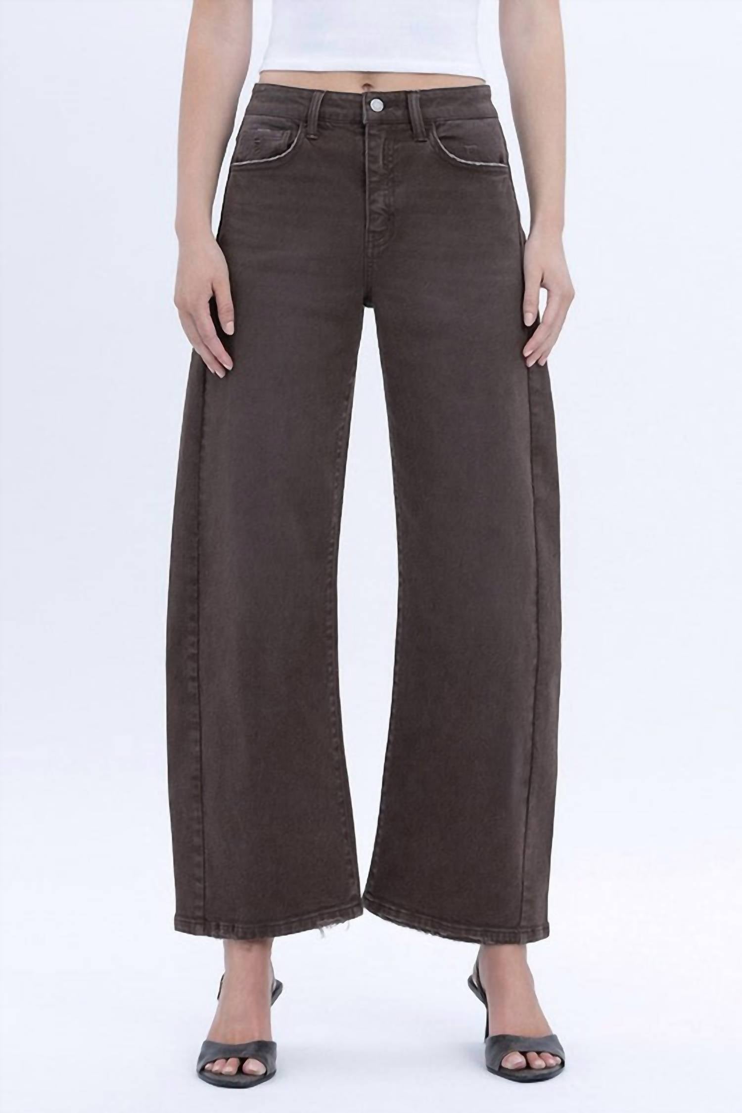 VERVET BY FLYING MONKEY Super High Rise Ankle Barrel Jean in toasted - women's jeans