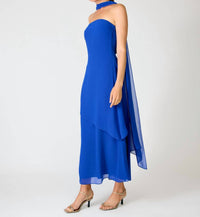 Line And Dot - Azure Maxi Scarf Dress