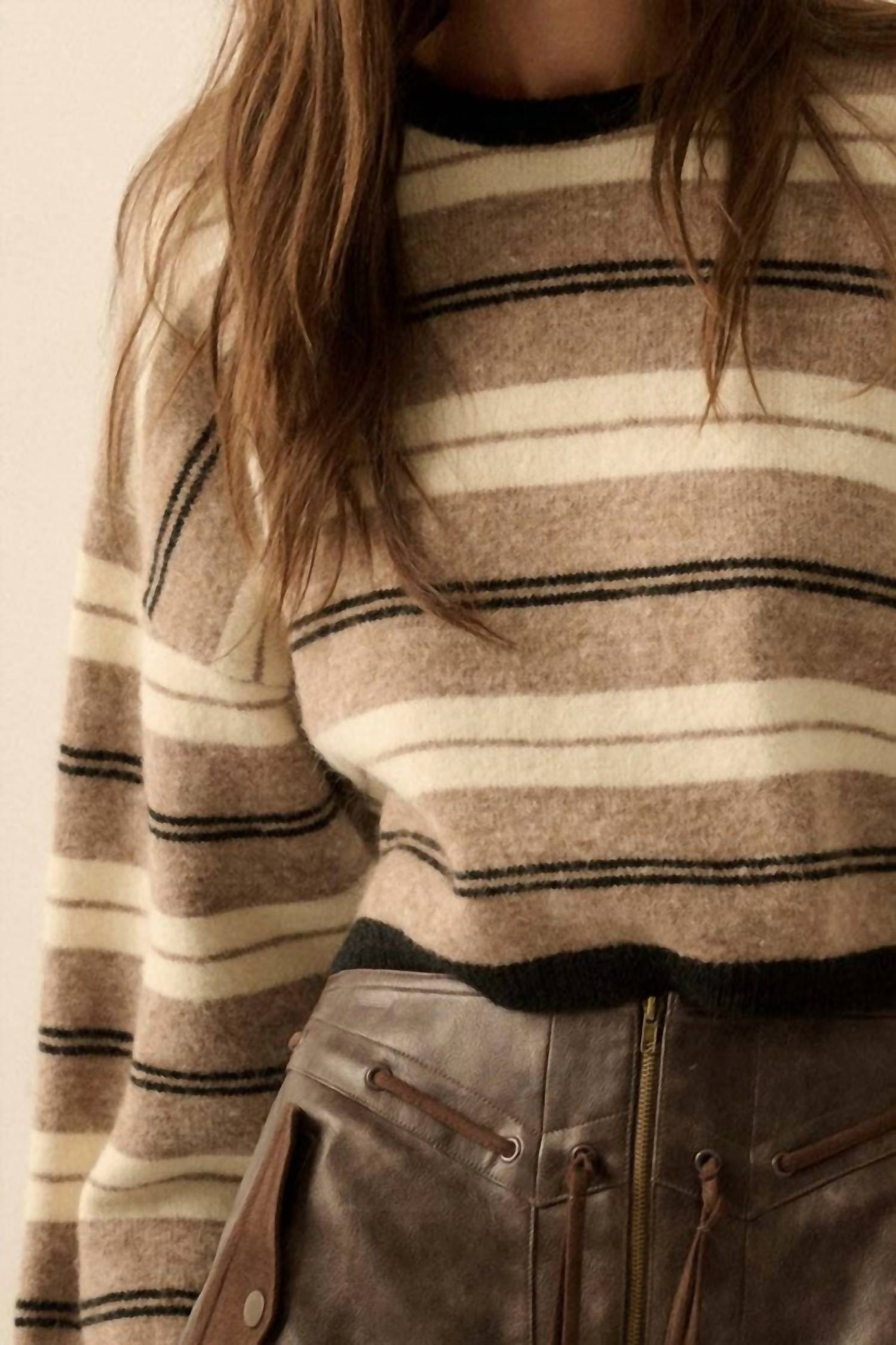 Promesa - Striped Dolman Sleeve Sweater