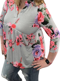 Honeyme - Floral Babydoll Gabby Tunic Top