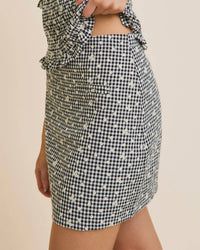 Gilli - Round Neck Half Sleeve Smocked Eyelet Top And Mini Skirt Set