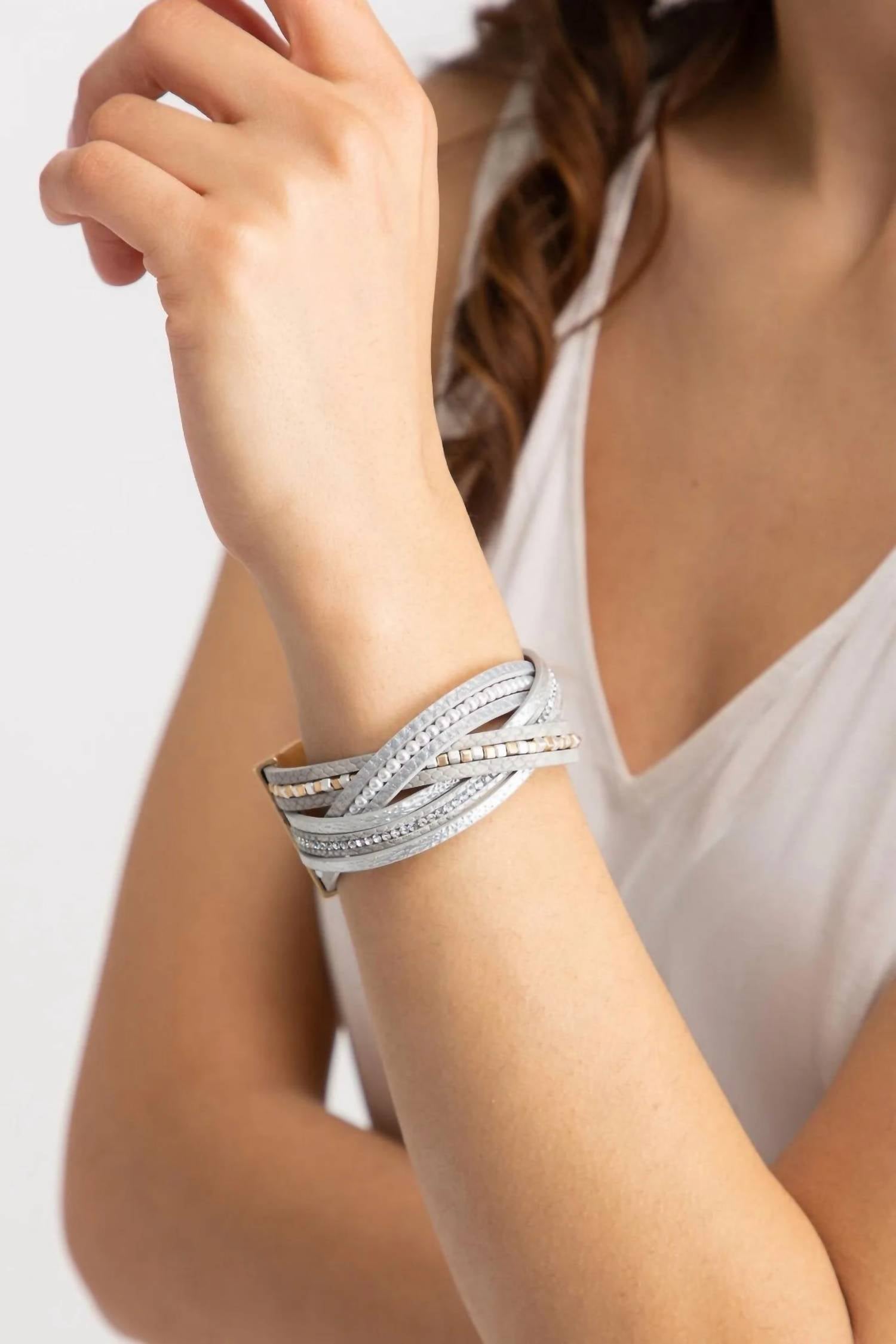 Saachi - Women's Stark Mixed Bead Leather Bracelet