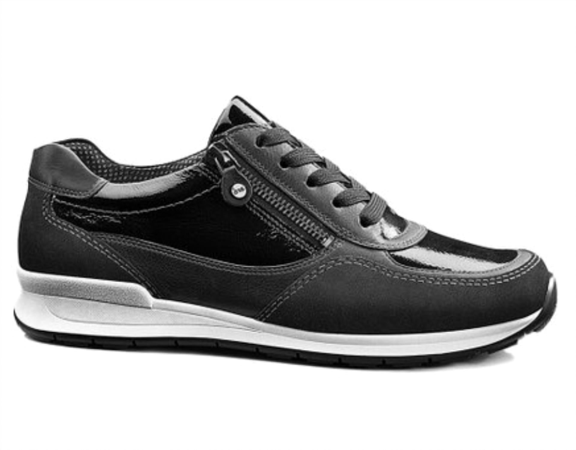 Ara Women's Hollis Leather Sneakers in black patent - women's sneaker