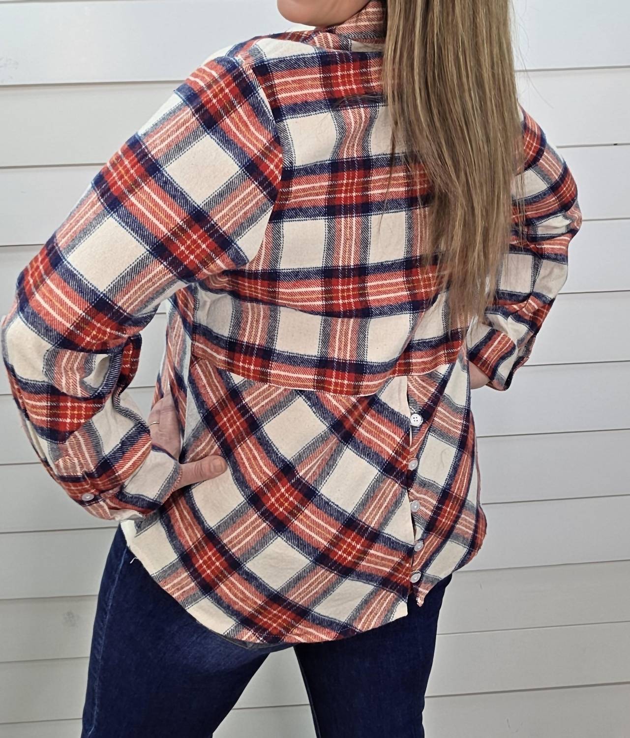 Keren Hart - Plaid Button Down Shirt With Buttons In The Back