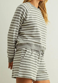 Miou Muse - Striped Terry Top And Shorts Set