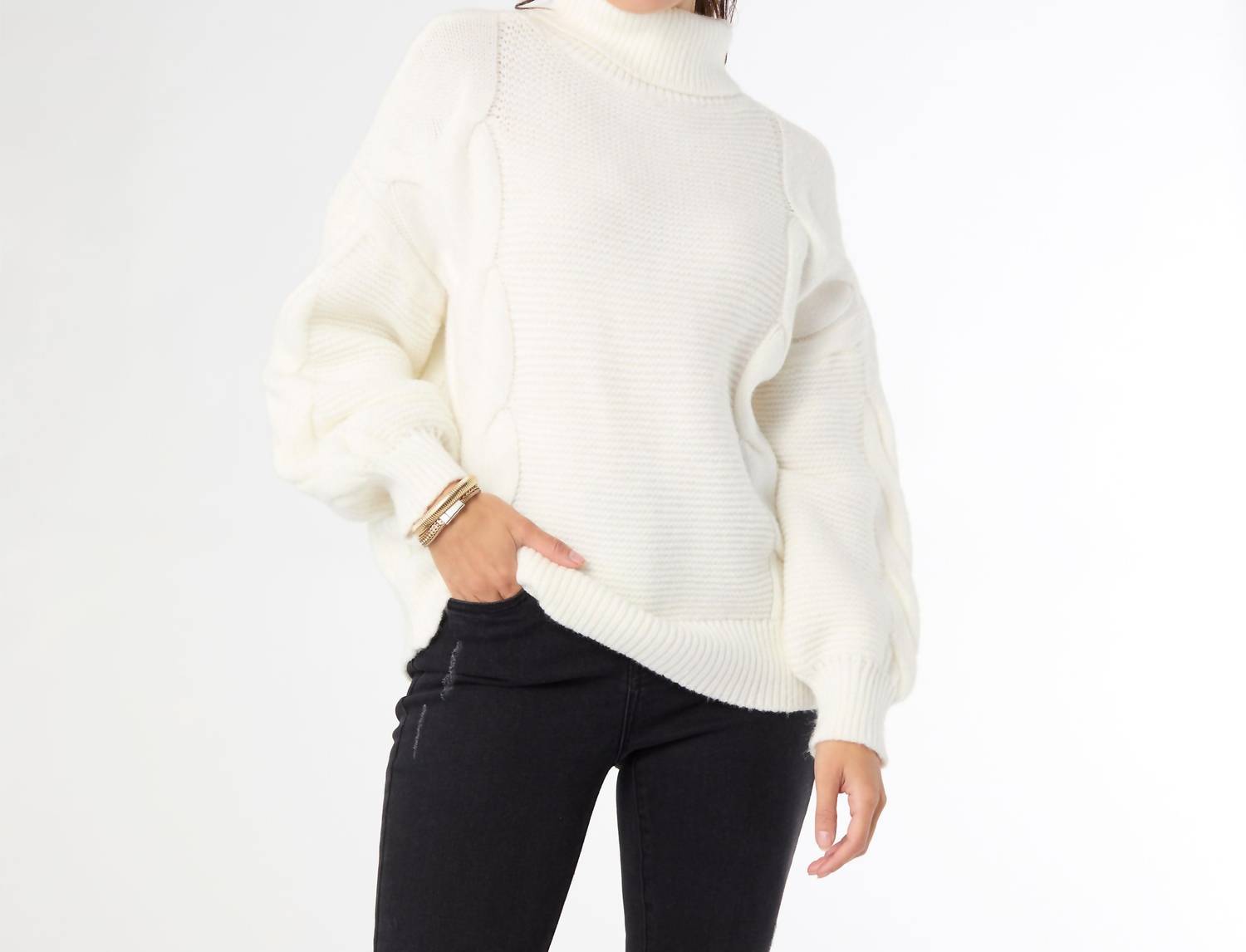 Coco + Carmen - Hennie Cable Knit Turtleneck Sweater
