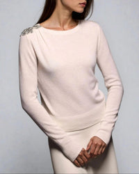 Minnie Rose - Cashmere With Shoulder Embellishment Top