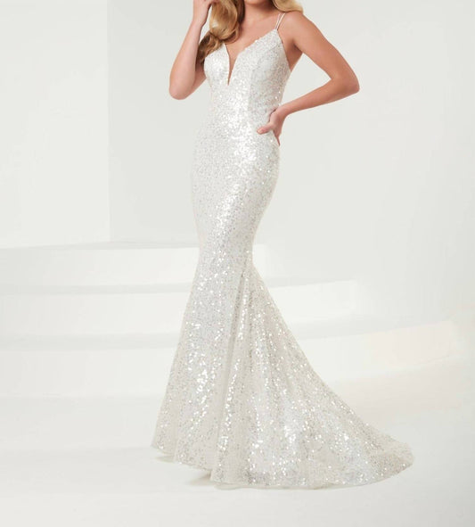 Panoply - Women's Sequin Lace Up Back Mermaid Dress