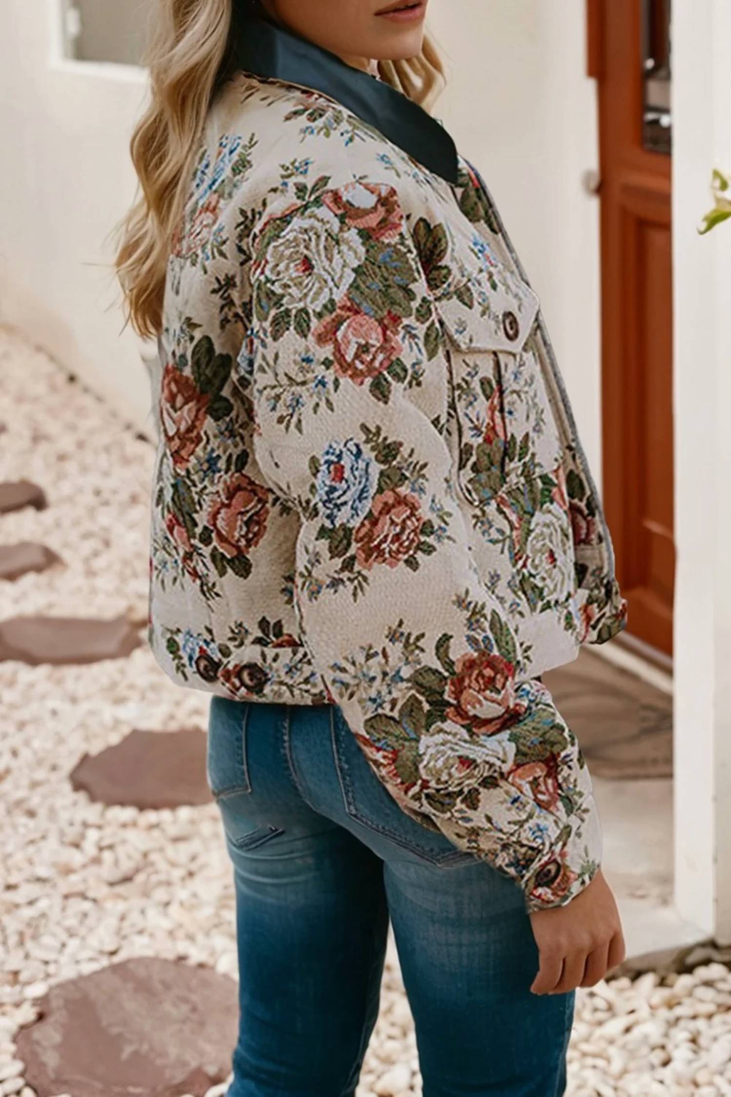 Little Daisy Closet - The Floral Print Zip Up Jacket