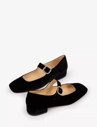 PENELOPE CHILVERS Women’s Low Mary Jane Diamante Velvet Shoes in black - women's flats