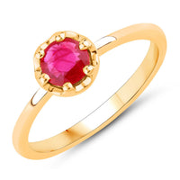Diana M Jewels Women's Round Natural Ruby Fashion Ring (0.50 Ct) - Delicate in 14k yellow gold - women's jewelry