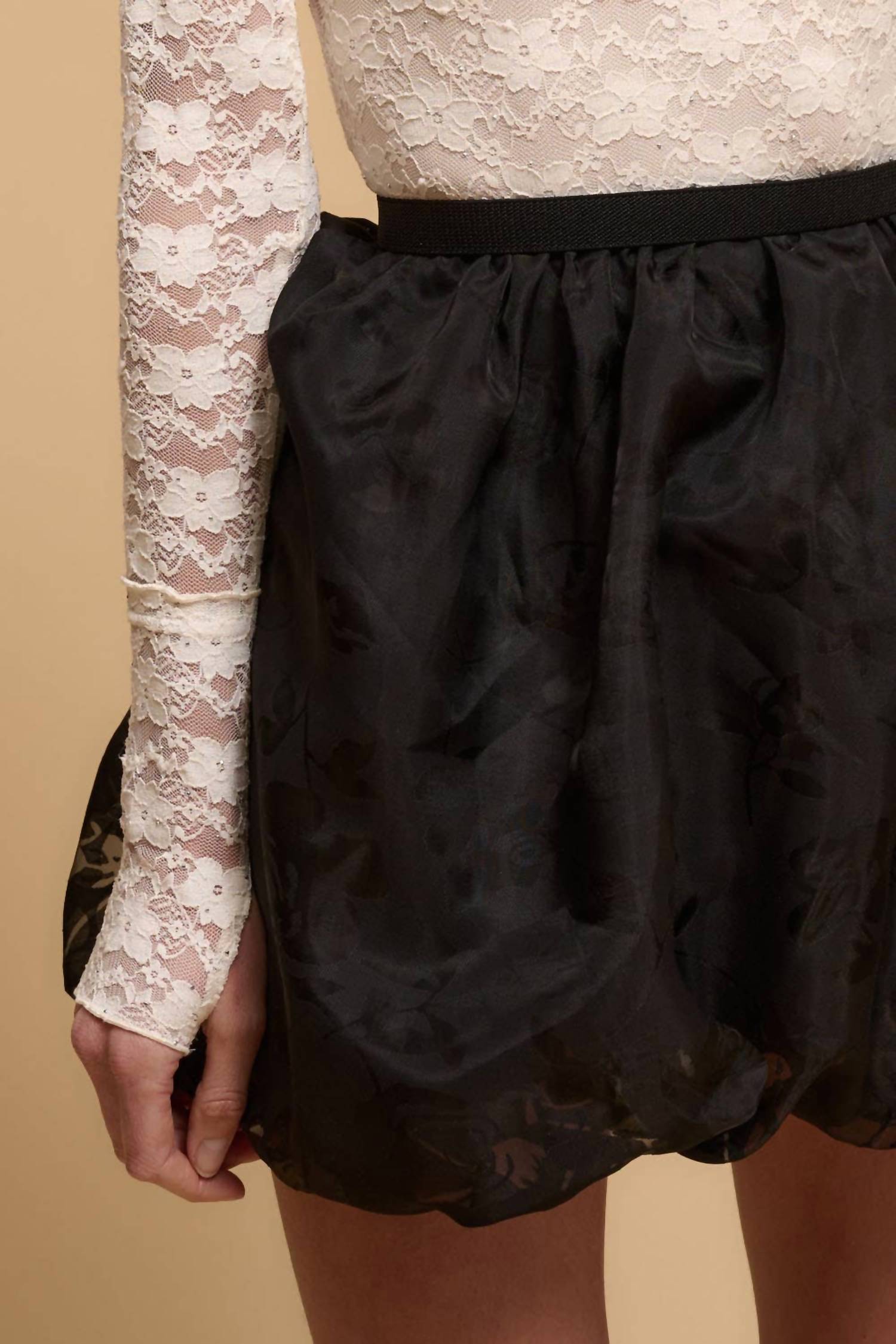 Promesa - Floral Burnout Mesh Bubble Mini Skirt