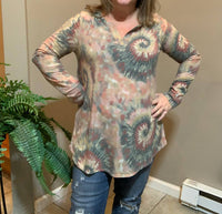 Sew In Love - Swirl Notch Long Sleeve Top