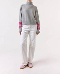 Wispr Geo Mockneck Sweater in grey haze - women's sweater