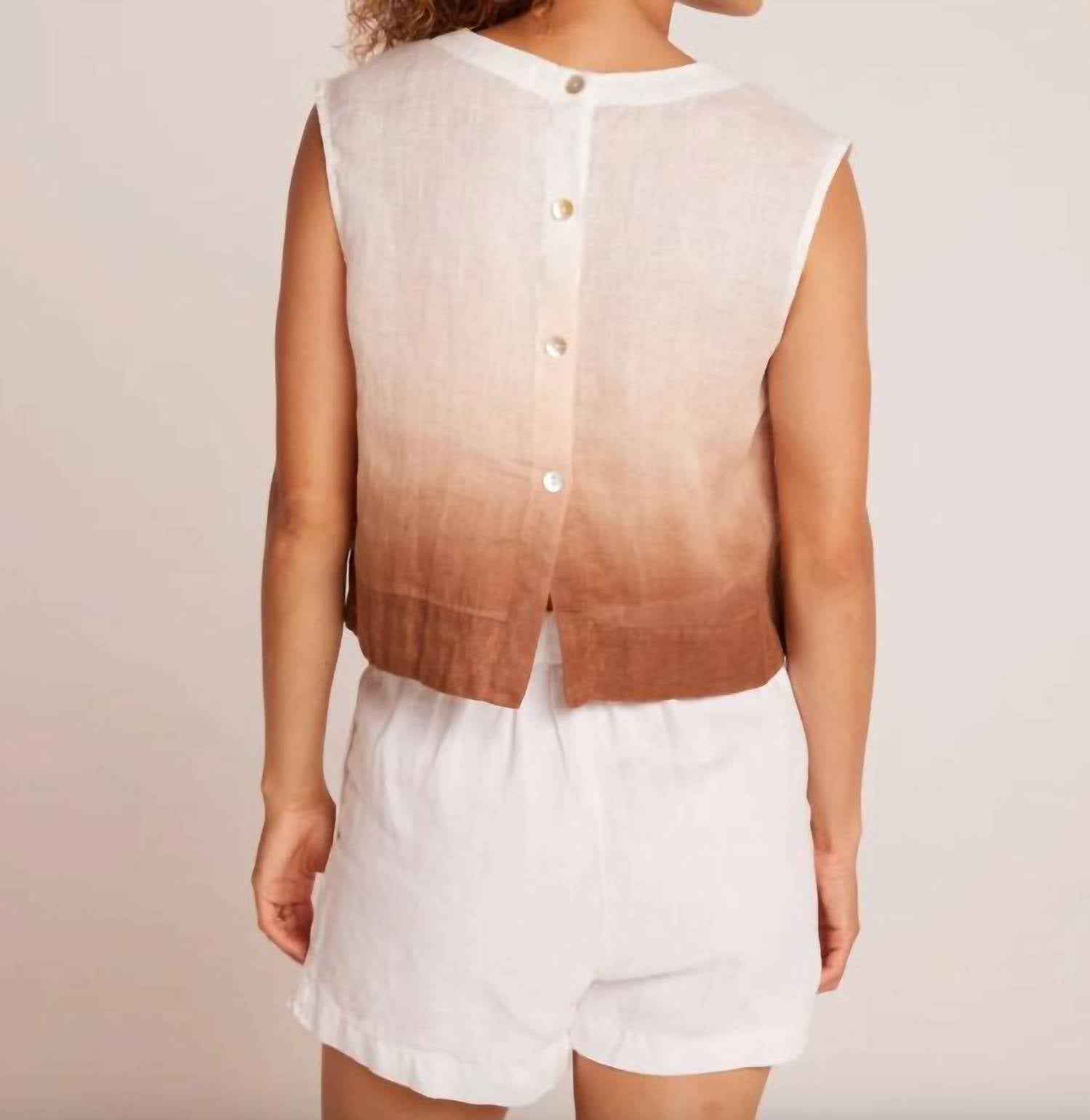 Bella Dahl Button Back Top in coconut ombre dye - women's tank top - alternate view