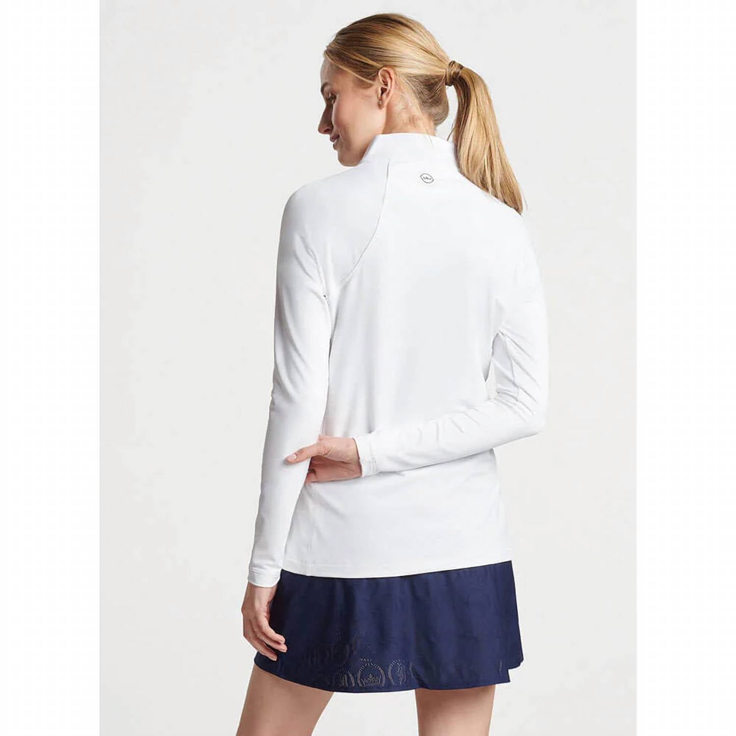 PETER MILLAR Raglan-sleeve Perth Layer Pullover in white - women's top - detail view