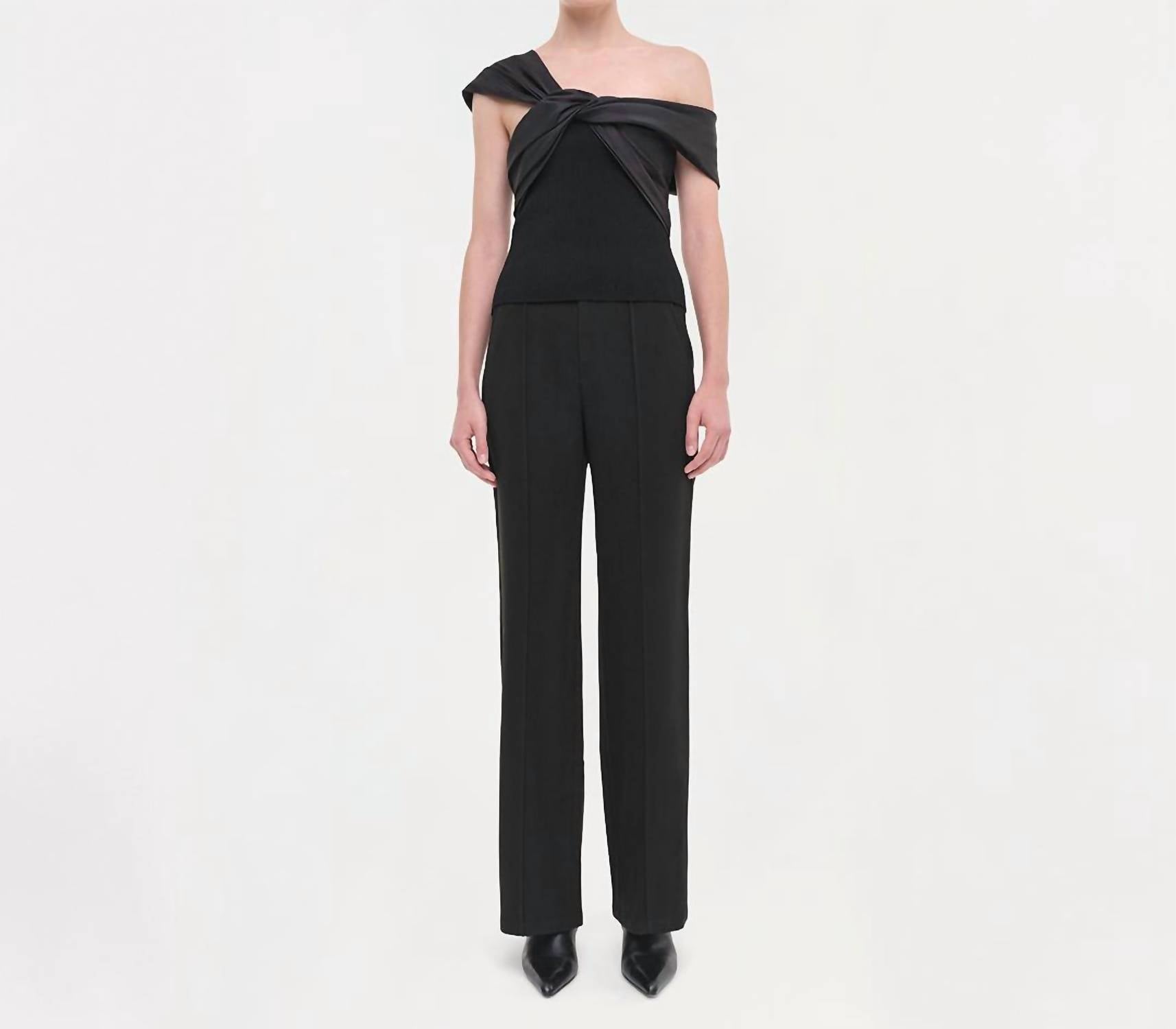 SIMKHAI Celiana Knit Combo Top in black - women's blouse