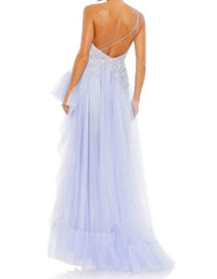 MAC DUGGAL One Shoulder Embellished Hi Low Gown in periwinkle - women's dress - detail view